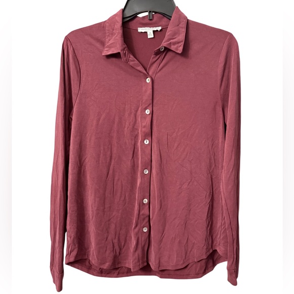 Green Envelope Los Angeles Dusty Rose Button Front Blouse Size M - Picture 2 of 4